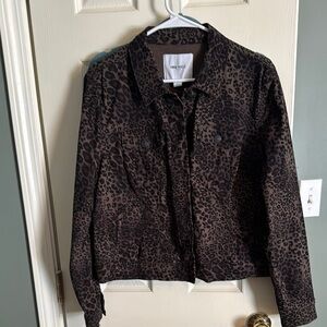 Nine West leopard jean jacket
